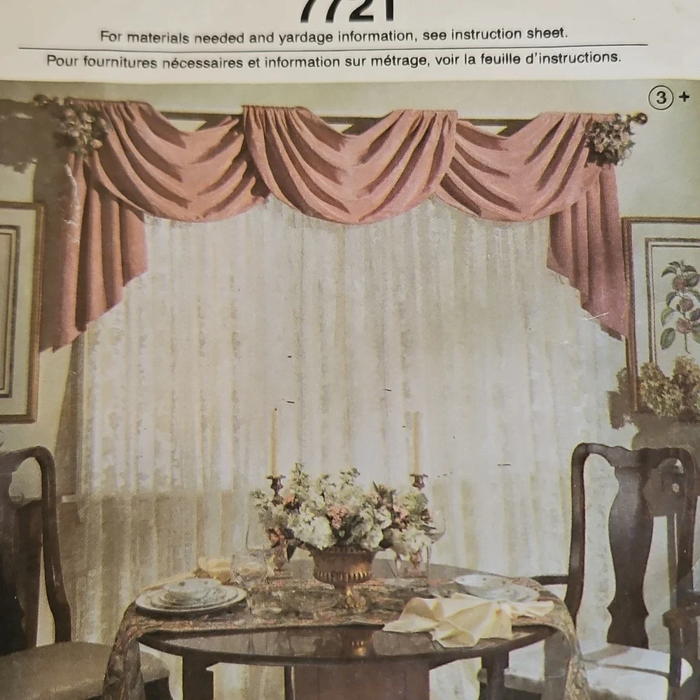 Simplicity Jiffy 6 Pack 7721 Pattern Curtains Drapery Window Topper Treatments